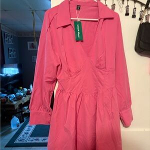 SHEIN Pink Long Sleeve Dress